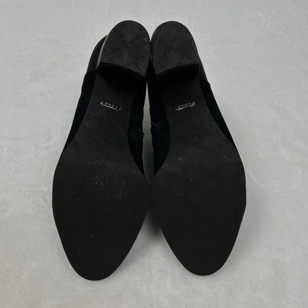 Vionic Boots Womens Size 10 Black Perk Whitney Ankle Booties Suede Zip Heeled